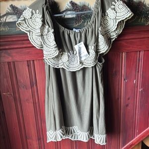 Embroidered Olive Green Top